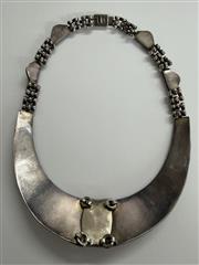 Vintage Taxco .950 Silver Inlay Choker Collar Neklace Made in Mexico 131.8G